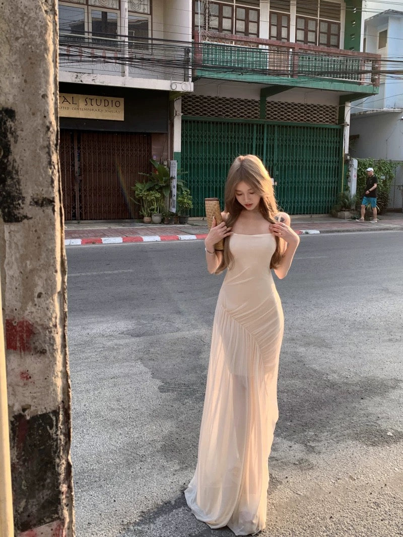 加州往事 拼接网纱吊带连衣裙 California Reverie Contrast Mesh Camisole Maxi Dress