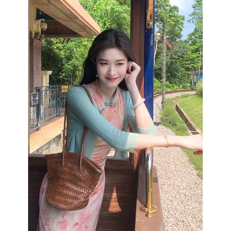花间令 新中式粉色改良旗袍 Huajianling Pink Modern Chinese-Style Qipao