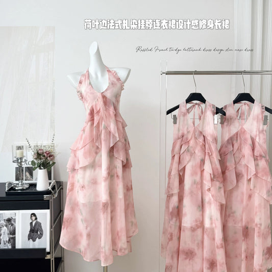 爱神来信 挂脖渐层荷叶边连衣裙 Love Letter from Cupid Halter Neck Ruffled Ombre Dress