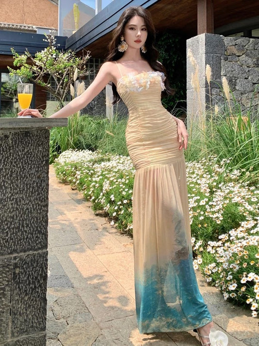 弥山花语 渐变立体化弹力连衣裙 Mishan Floral Whisper Gradient 3D Stretch Dress