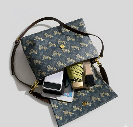 蓝调欧若 蓝色大容量托特包 Ouro Large Capacity Blue Tote Bag