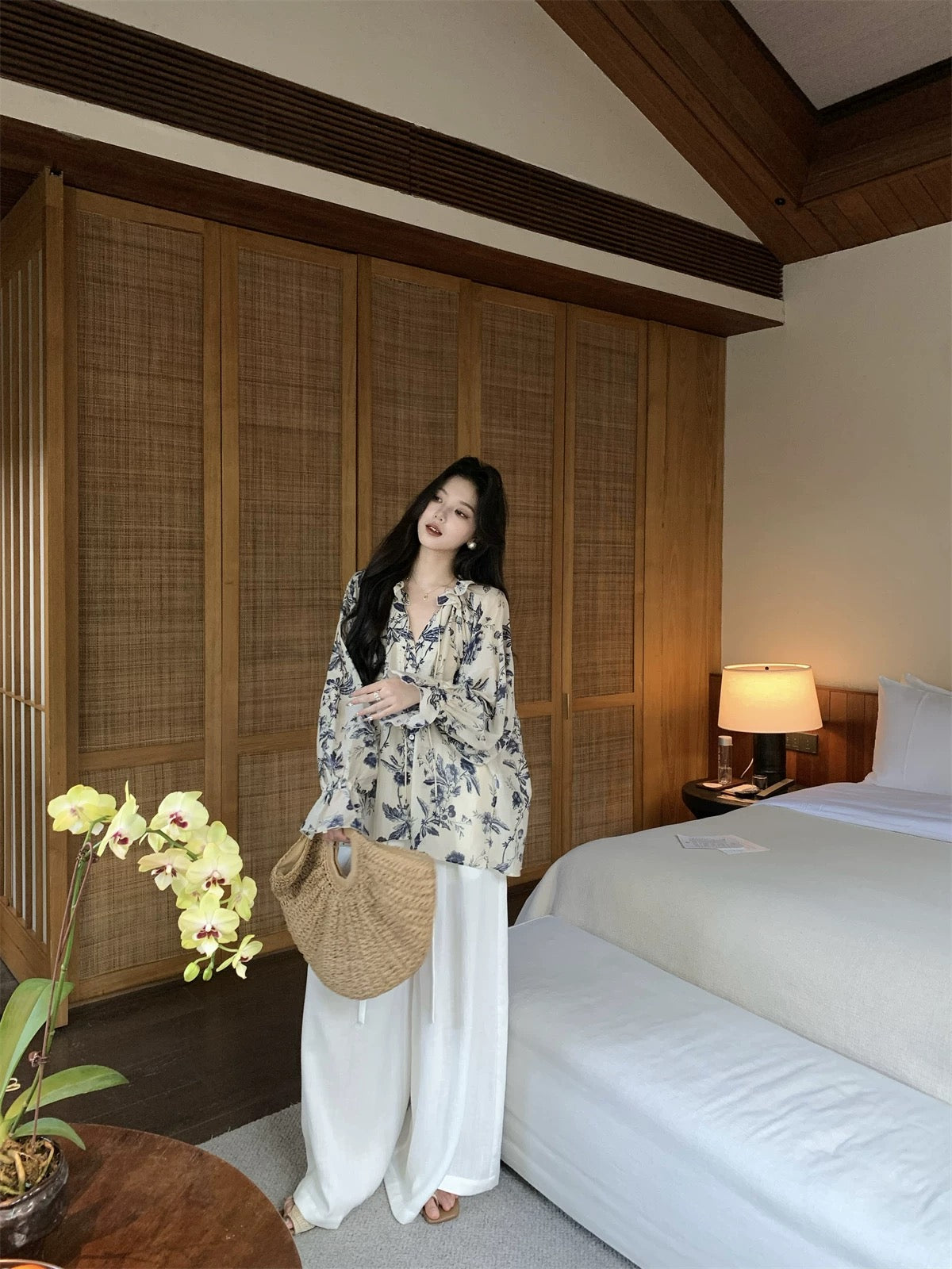 青花瓷 新中式穿搭国风宽松衬衫 Blue and White Porcelain Loose-Fit Shirt in New Chinese Style