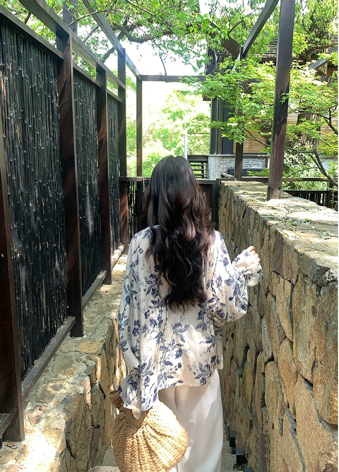 青花瓷 新中式穿搭国风宽松衬衫 Blue and White Porcelain Loose-Fit Shirt in New Chinese Style