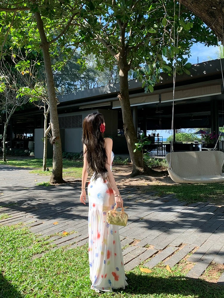 彩光玲珑 优雅晕染彩色波点连衣裙 Iridescent Elegance – Gradient Color Polka Dot Dress