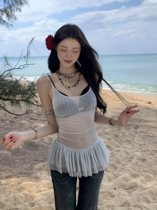 海边精灵 美式透视呼吸感上衣 Seaside Fairy – American-Style Sheer Breathable Top