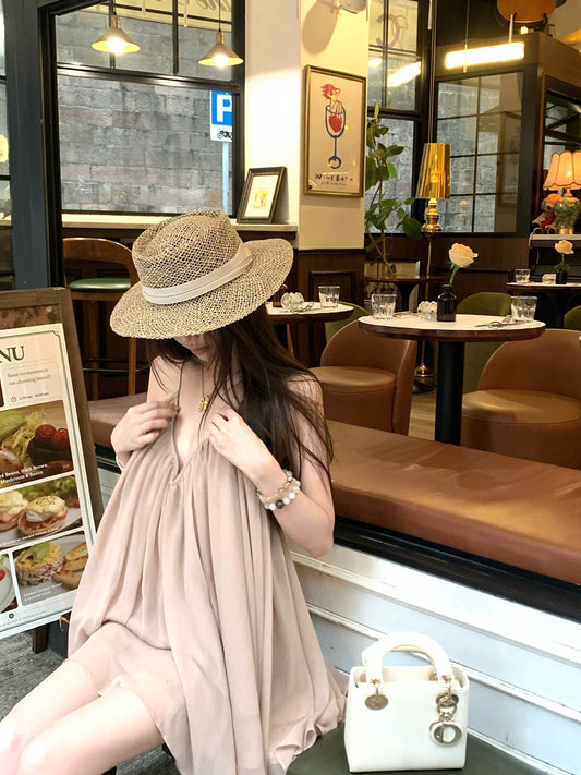 浪漫匿名 雪纺连衣裙露背挂脖连衣裙 Romantic Anonymous Backless Halter Neck Chiffon Dress