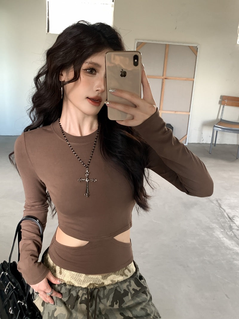 危险呼吸 辣妹风露腰修身上衣 Fatal Attraction: Skinny Cropped Long Sleeve Top