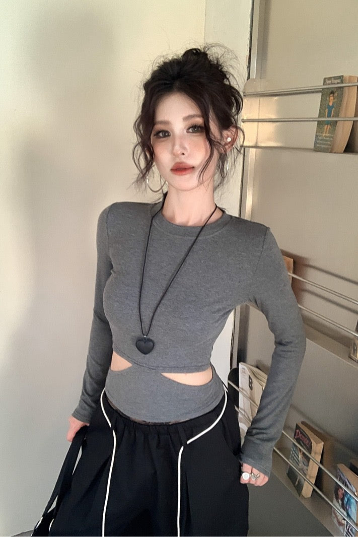 危险呼吸 辣妹风露腰修身上衣 Fatal Attraction: Skinny Cropped Long Sleeve Top
