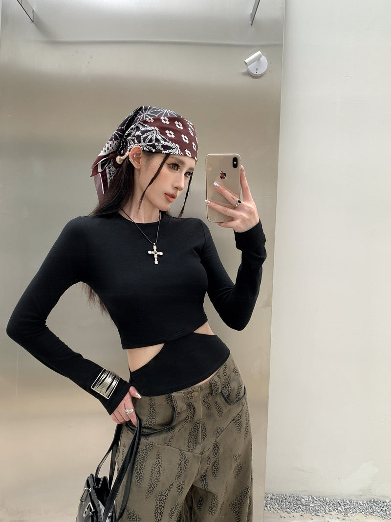 危险呼吸 辣妹风露腰修身上衣 Fatal Attraction: Skinny Cropped Long Sleeve Top