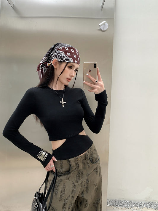 危险呼吸 辣妹风露腰修身上衣 Fatal Attraction: Skinny Cropped Long Sleeve Top