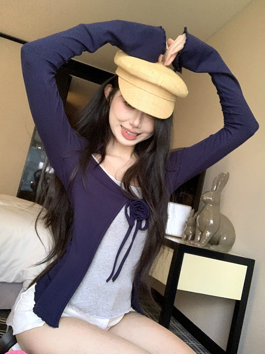 野玫瑰宣言 假两件立体花朵上衣Blooming Soul 3D Floral Patchwork Top