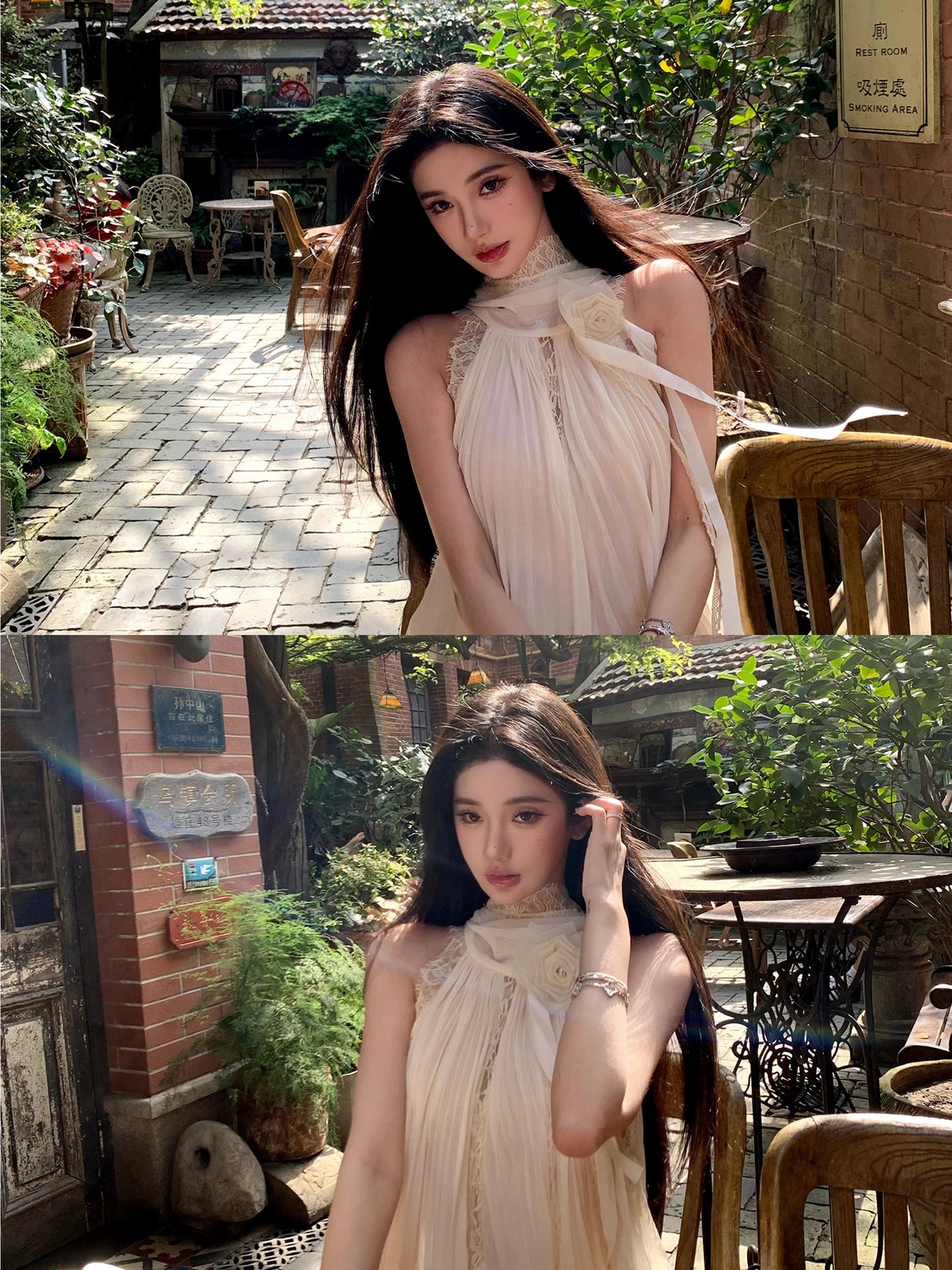 含情脉脉 千金雪纺压褶蕾丝套装 Graceful Heiress Chiffon Pleated Lace Set