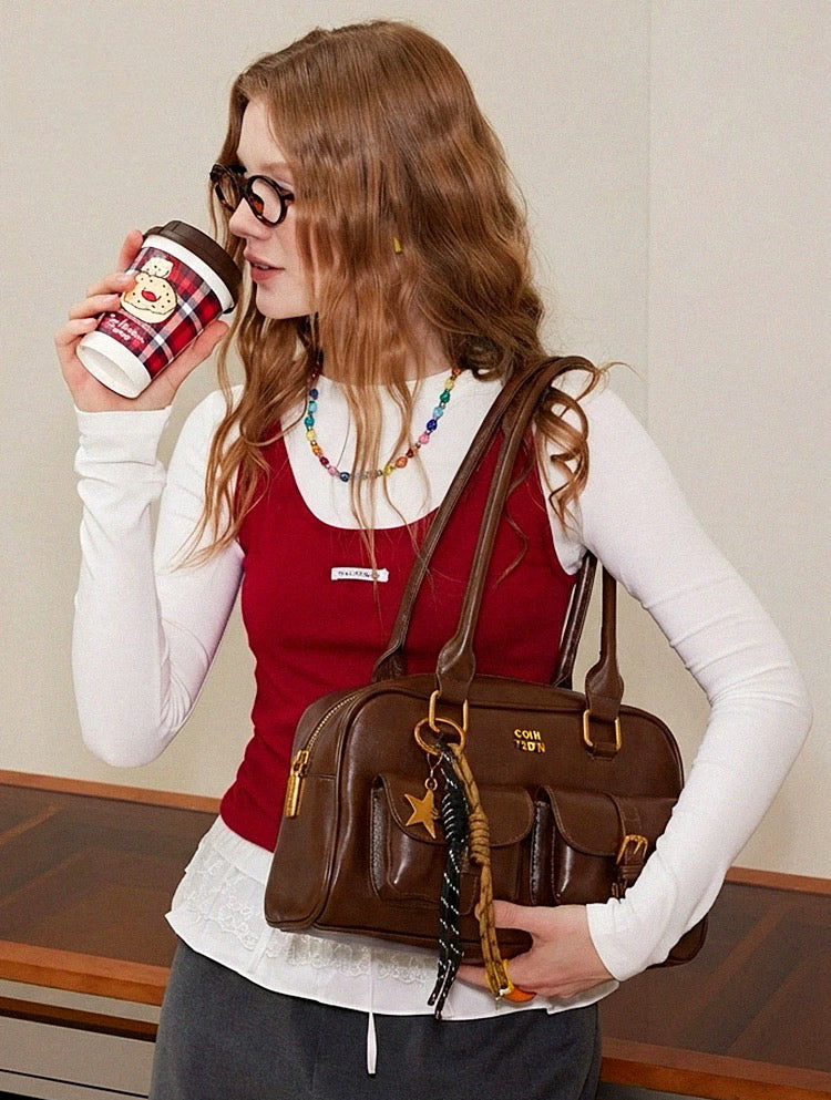 冷萃摩登 大容量复古单肩腋下包Cold Brew Modern Retro Spacious Underarm Bag