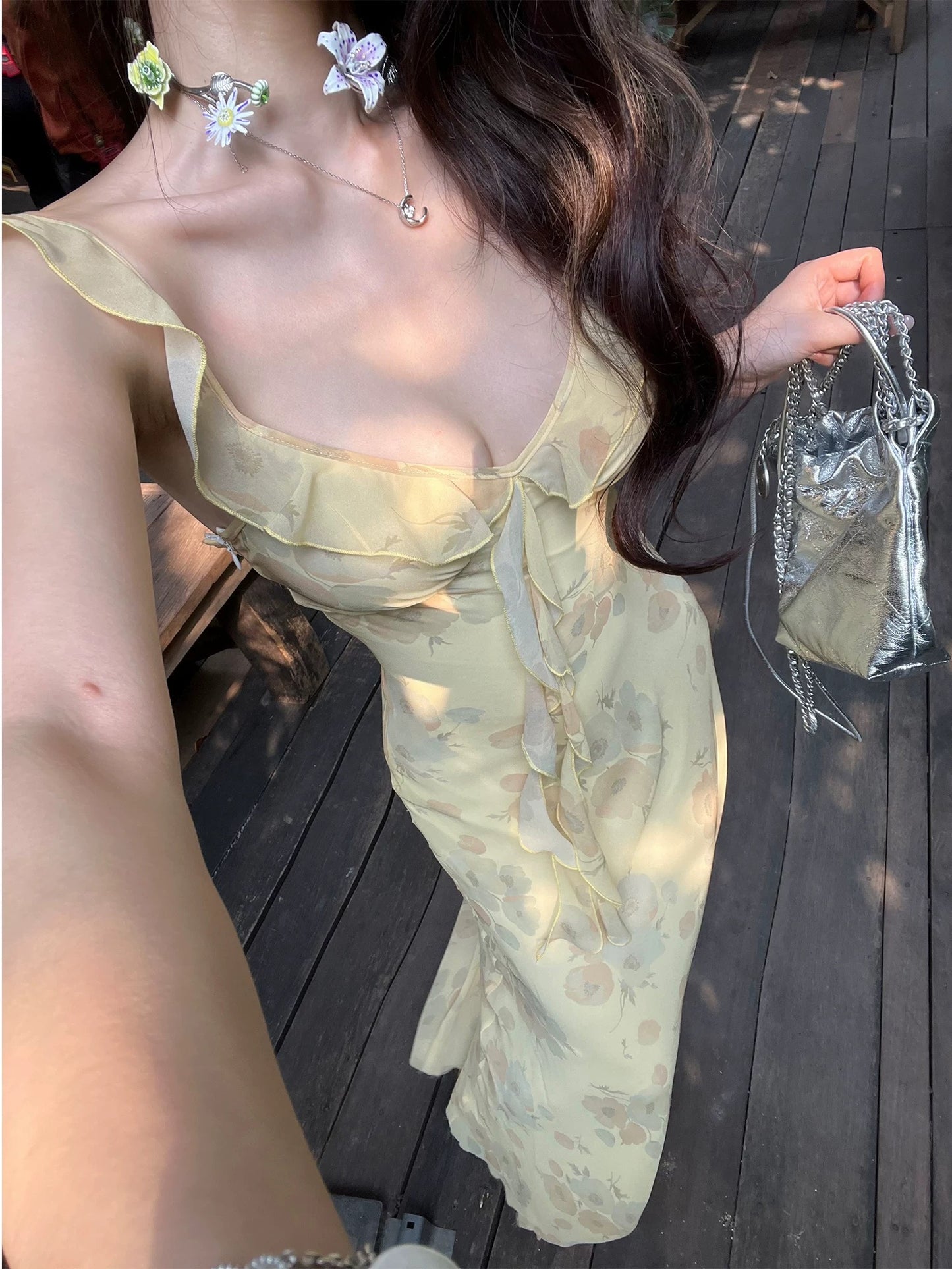 仲夏花园舞曲 奶油黄荷叶边仙女连衣裙 Midsummer Garden Waltz Ruffle Fairy Dress in Butter Yellow
