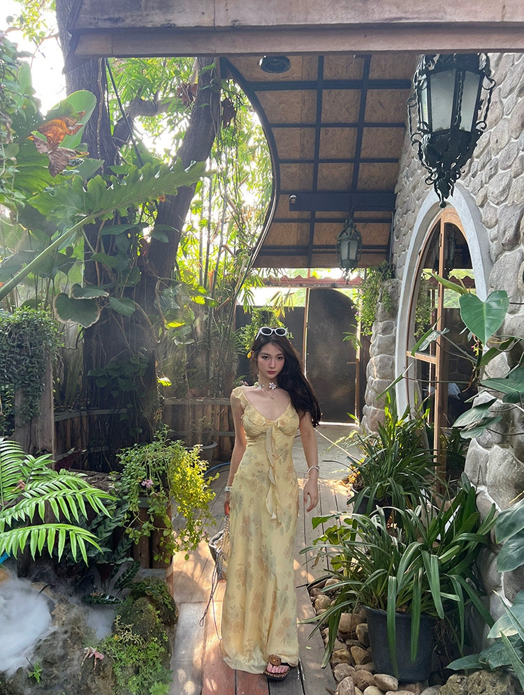 仲夏花园舞曲 奶油黄荷叶边仙女连衣裙 Midsummer Garden Waltz Ruffle Fairy Dress in Butter Yellow