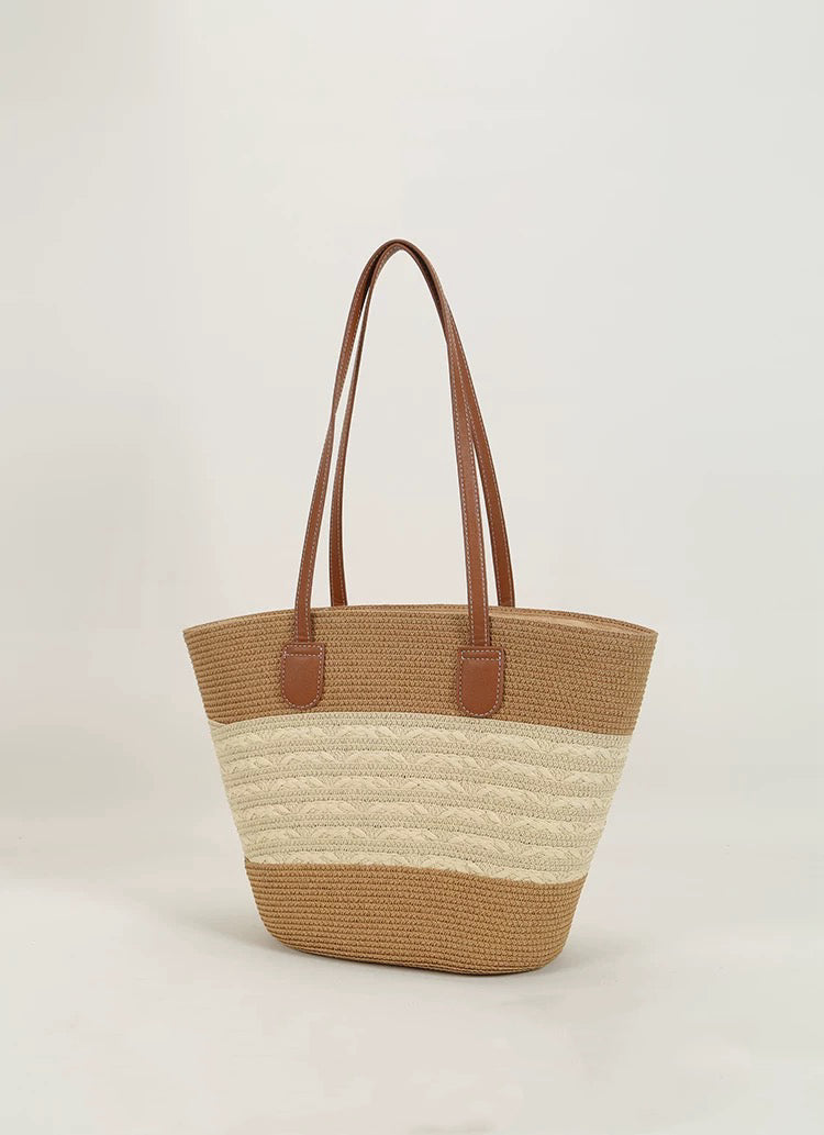 秋野来信 沙滩草编托特包 Letters from Autumn Large Woven Straw Beach Tote