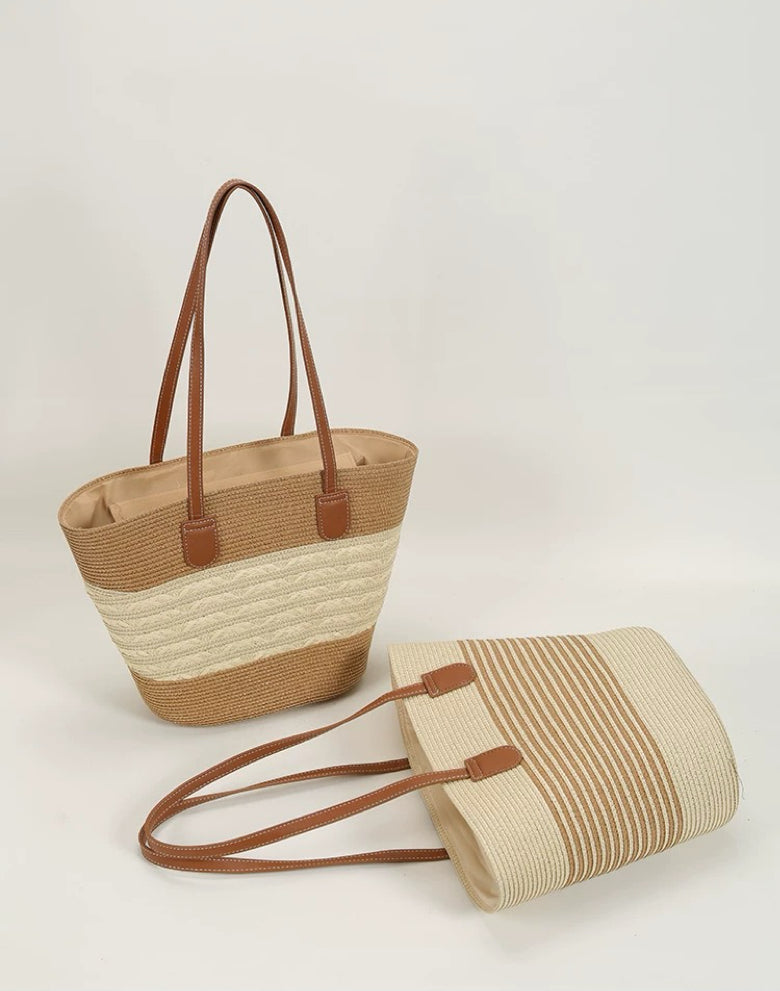 秋野来信 沙滩草编托特包 Letters from Autumn Large Woven Straw Beach Tote