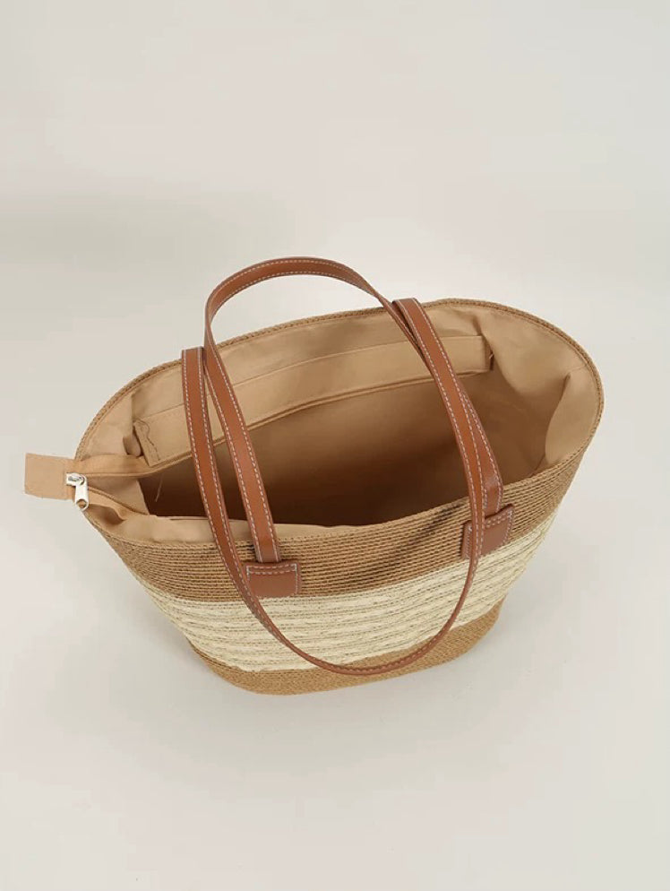 秋野来信 沙滩草编托特包 Letters from Autumn Large Woven Straw Beach Tote