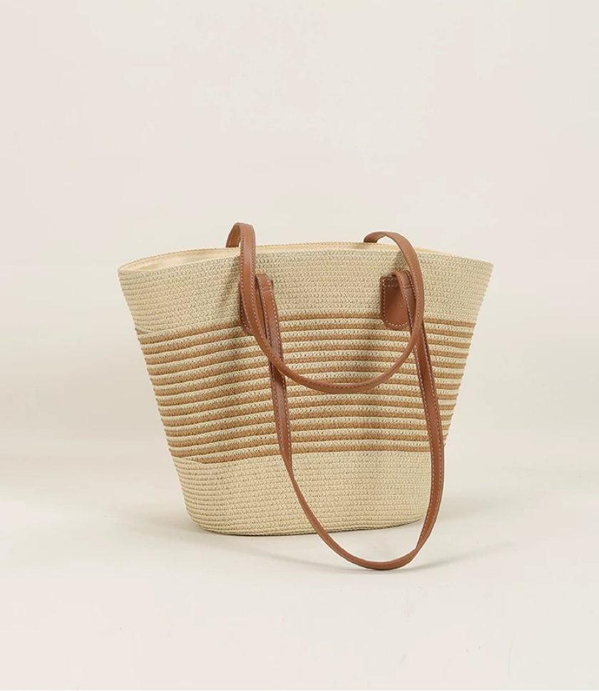 秋野来信 沙滩草编托特包 Letters from Autumn Large Woven Straw Beach Tote