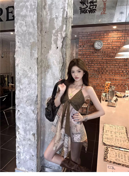 白娅衫 时髦个性拼色串珠吊带上衣 Baiya Fashionable Color-Block Beaded Camisole Top