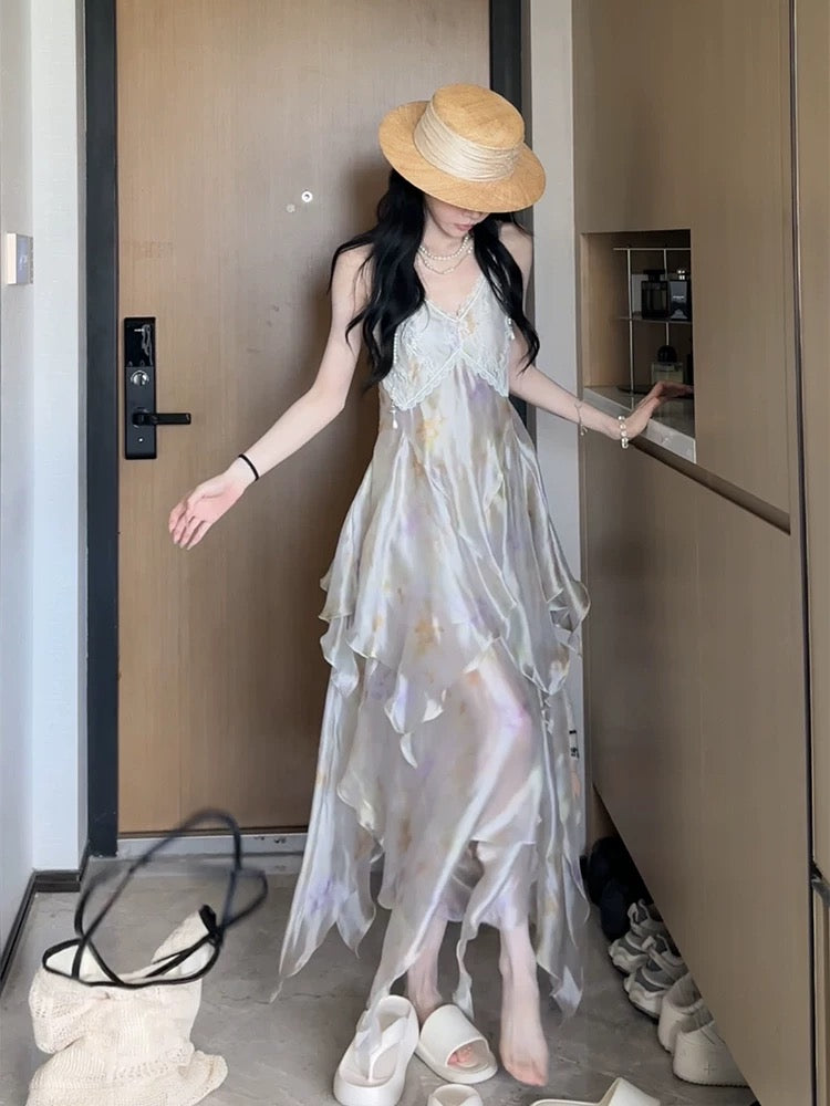 水母光环 不规则修身印花连衣裙 Jellyfish Aura Irregular Slim-Fit Printed Dress
