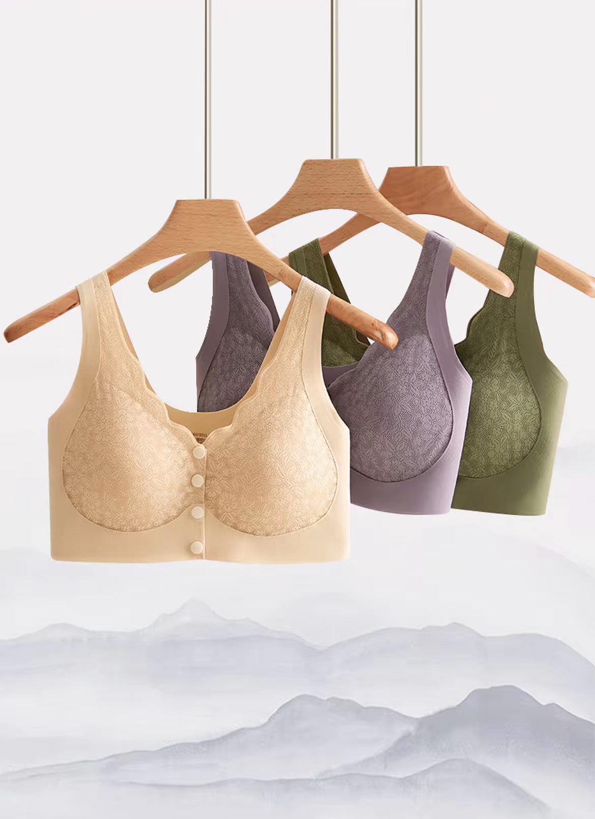 琥珀流光 复古宫廷风碎花无痕前开扣文胸内衣 Amber Luster Vintage Royal Floral Seamless Front-Closure Bra