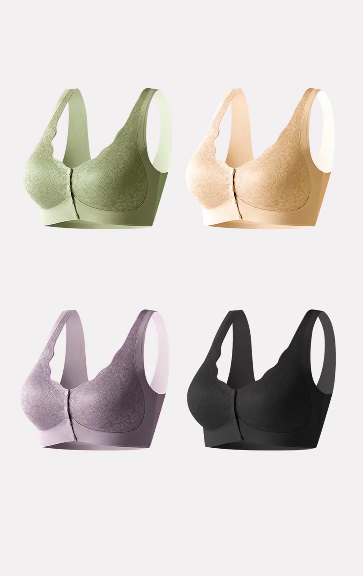 琥珀流光 复古宫廷风碎花无痕前开扣文胸内衣 Amber Luster Vintage Royal Floral Seamless Front-Closure Bra