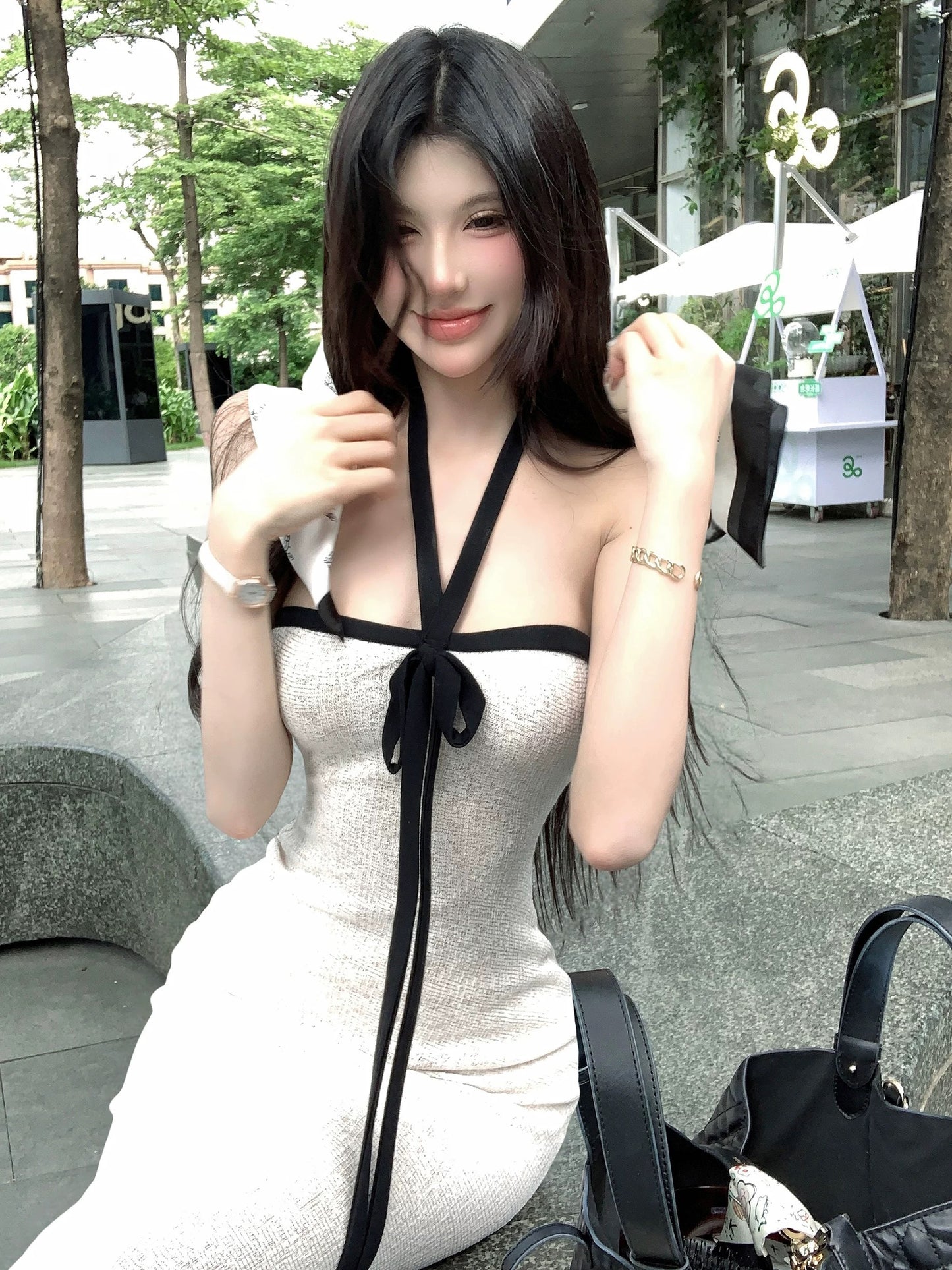夫人品茶 棉麻抹胸气质连衣裙 Lady’s Tea Style - Elegant Linen-Cotton Tube Dress