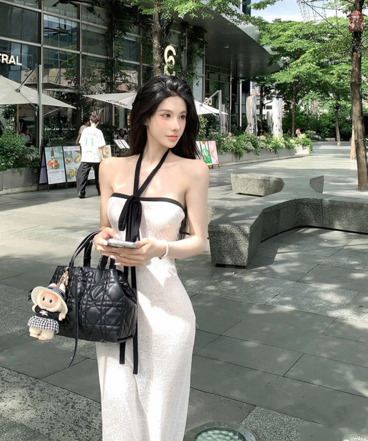 夫人品茶 棉麻抹胸气质连衣裙 Lady’s Tea Style - Elegant Linen-Cotton Tube Dress
