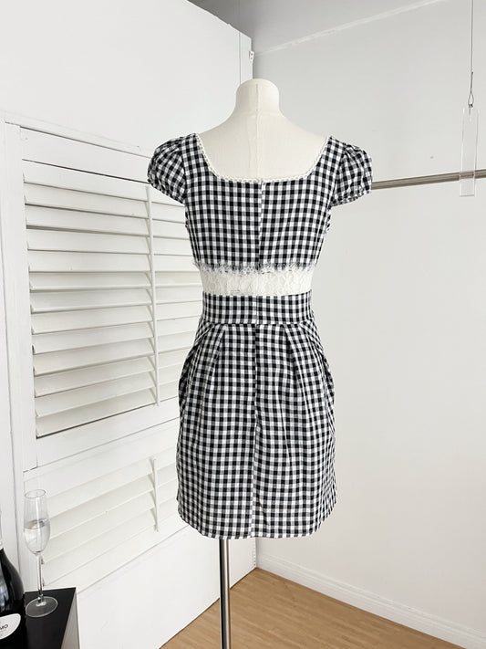 典雅格调 蕾丝格纹优雅千金连衣裙 Elegant Style Lace Plaid Dress for a Graceful Lady