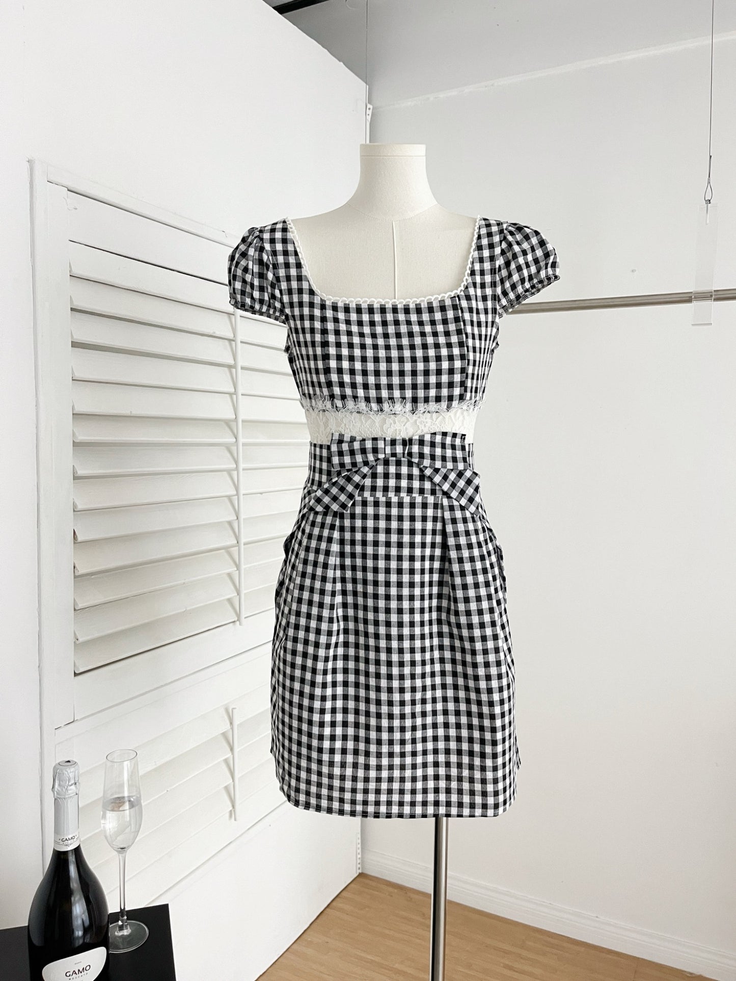 典雅格调 蕾丝格纹优雅千金连衣裙 Elegant Style Lace Plaid Dress for a Graceful Lady