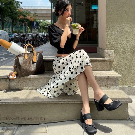 Jeannie同款 马吉拉经典绑带苹果头粗跟鞋 Jeannie-Style Maison Margiela Classic Lace-Up Apple-Toe Chunky-Heel Shoes