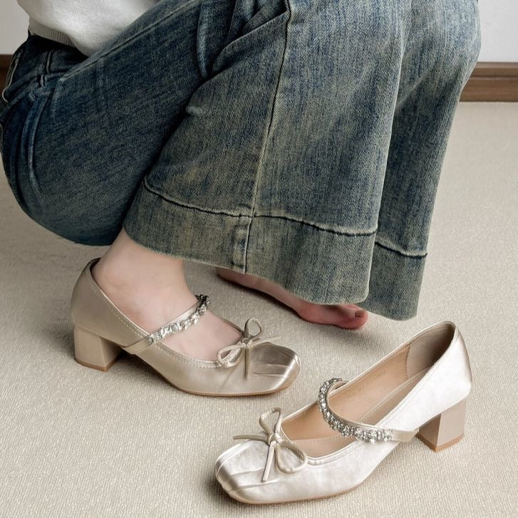 匠逅 法式芭蕾绝美粗跟女高跟鞋 Jianghou French-Style Ballet-Inspired Elegant Chunky-Heel Women’s Heels