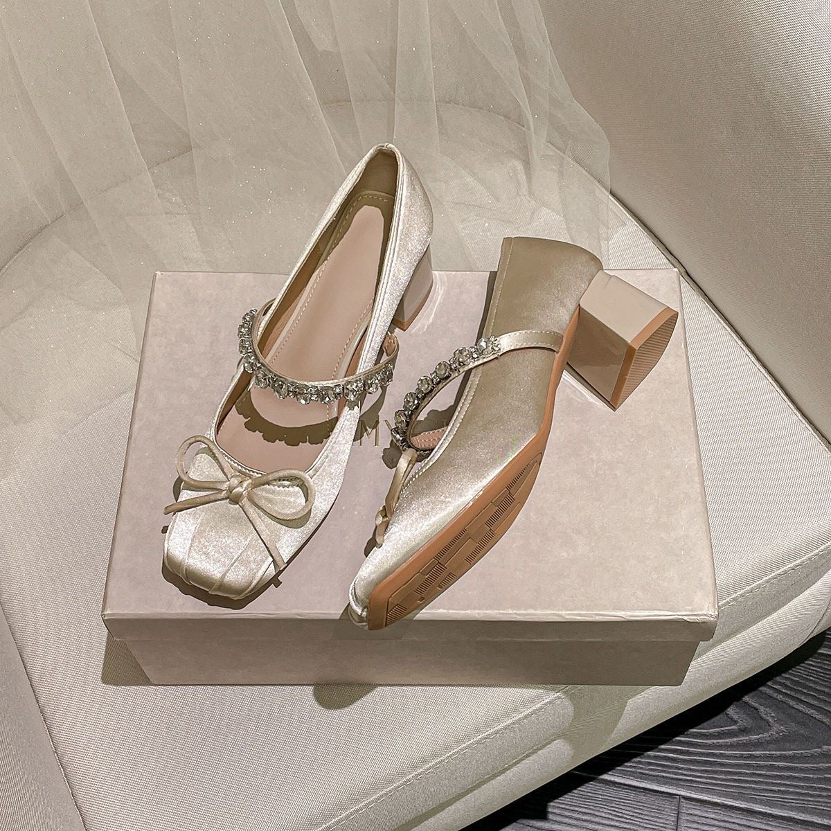 匠逅 法式芭蕾绝美粗跟女高跟鞋 Jianghou French-Style Ballet-Inspired Elegant Chunky-Heel Women’s Heels