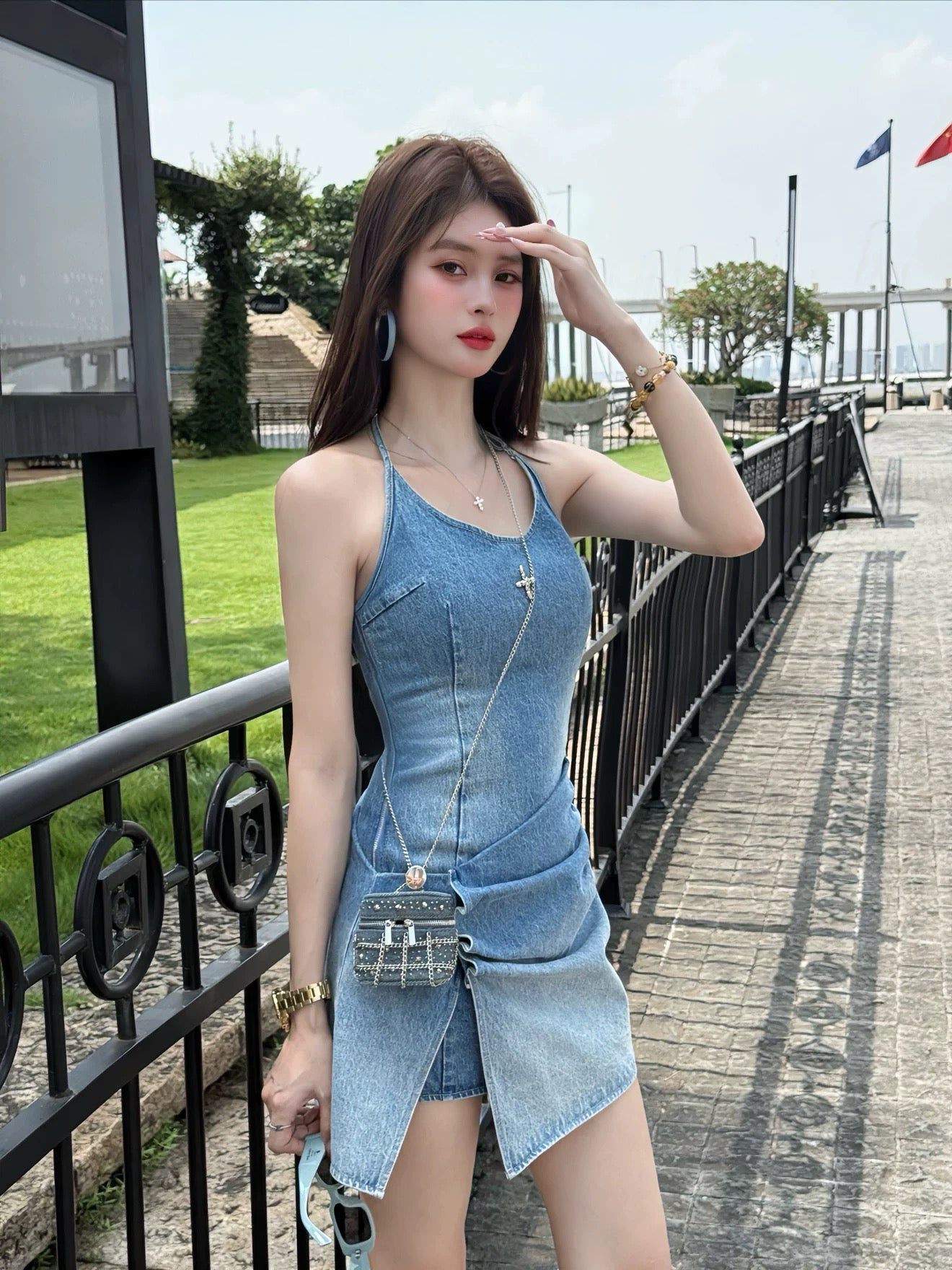 泡沫之夏 原创牛仔辣妹设计连衣裙 Summer Bubbles Original Denim Baddie Style Dress