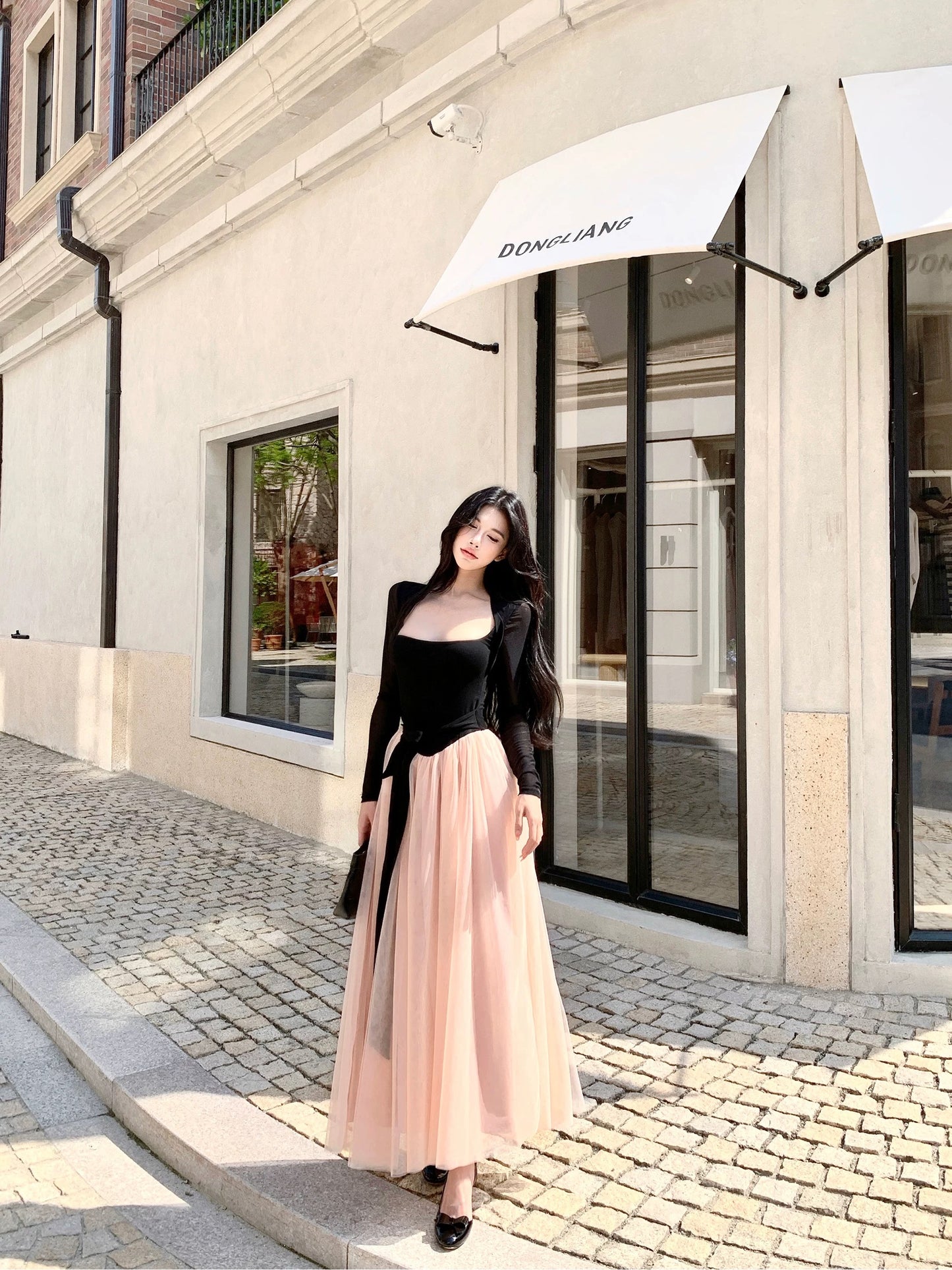 公主邀约 法式长袖假两件修饰连衣裙 French long-sleeve faux-two-piece dress with a princess vibe