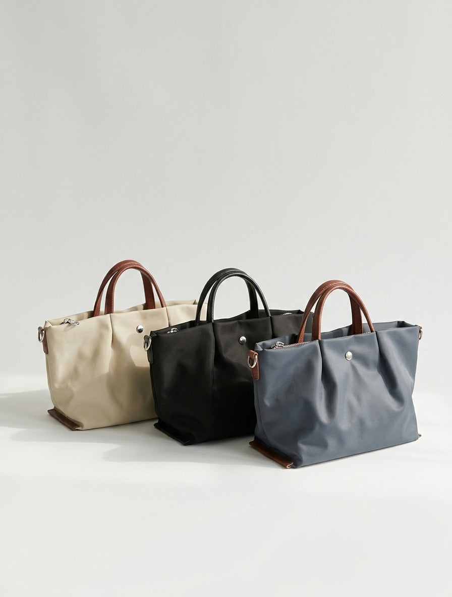 Nami Nylon Pleats Lightweight Small Daily Satchel - Midi Size
