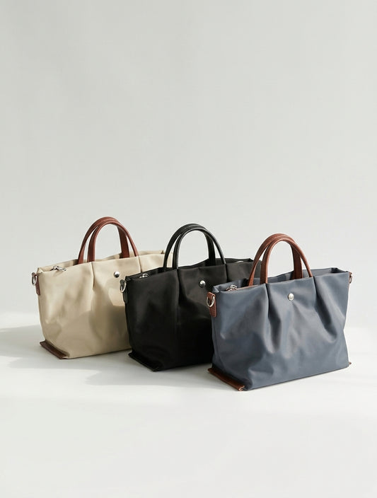 Nami Nylon Pleats Lightweight Small Daily Satchel - Midi Size