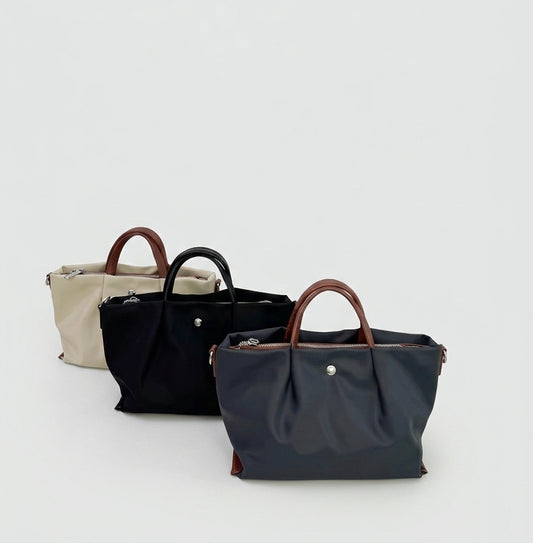 Nami Nylon Pleats Lightweight Small Daily Satchel - Midi Size