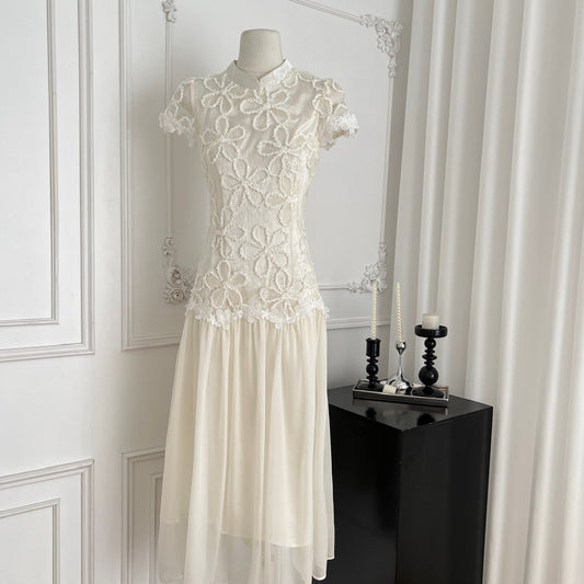 凌禾雪俏 绝美新中式蕾丝旗袍连衣裙 Ice Snowy Stunning New Chinese Style Lace Qipao Dress