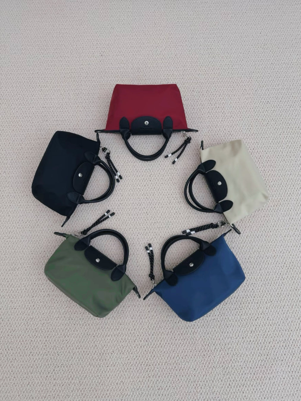 The Aria Dumpling Satchel Mixed Nylon & Leather Tote