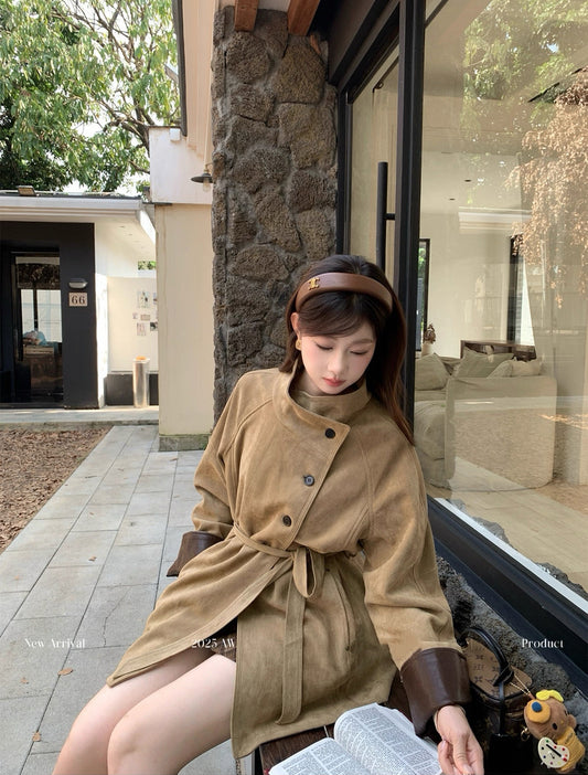 安徒生旧梦 麂皮绒风衣短裤外套 Andersen’s Old Dream Suede Trench-Style Jacket and Shorts