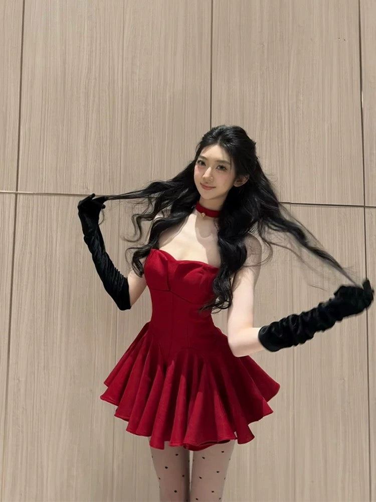 【限量5件】呛口小辣椒 甜辣风吊带红色连衣裙 Sweet-and-Spicy Style Red Spaghetti-Strap Dress