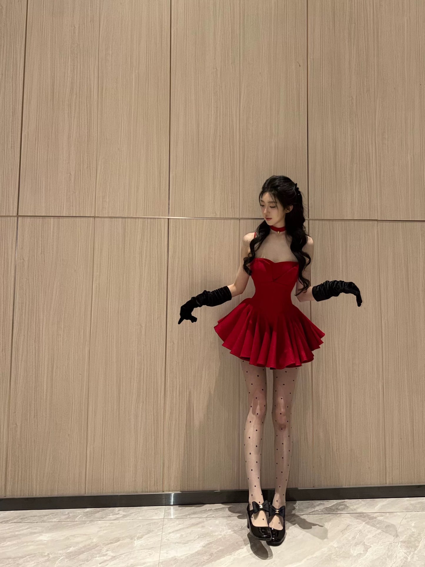 【限量5件】呛口小辣椒 甜辣风吊带红色连衣裙 Sweet-and-Spicy Style Red Spaghetti-Strap Dress