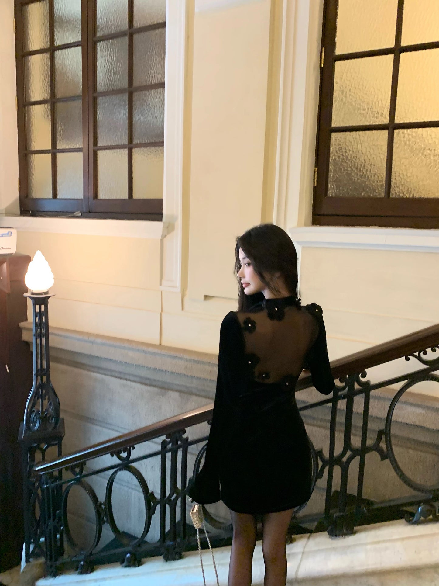 玫瑰名媛 性感名媛短款丝绒连衣裙 Rose Socialite Sexy Velvet Mini Dress