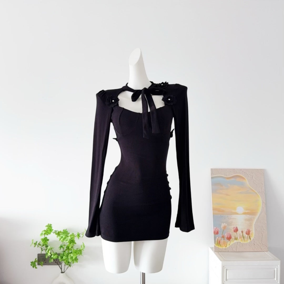 玫瑰名媛 性感名媛短款丝绒连衣裙 Rose Socialite Sexy Velvet Mini Dress