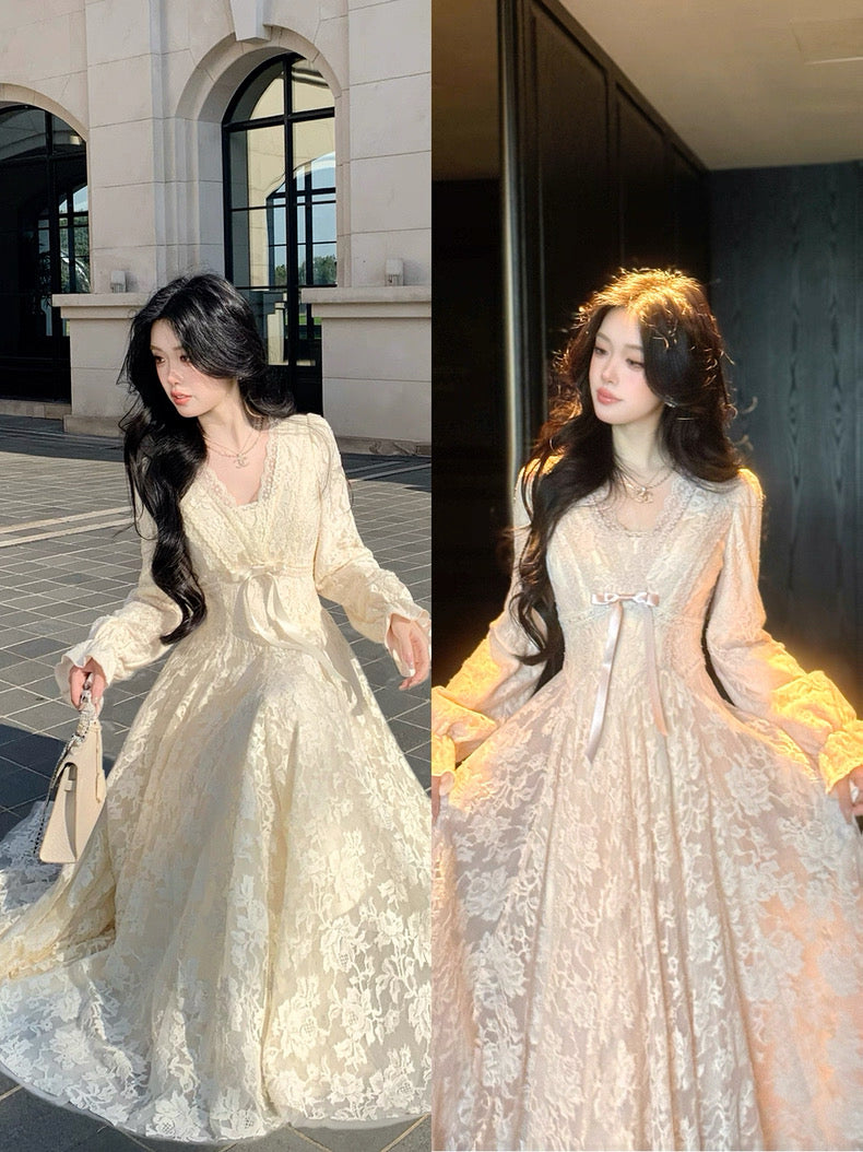 迷迭花园 蕾丝收腰千金风连衣裙  Rosemary Garden Lace Waist-Cinched Debutante-Style Dress