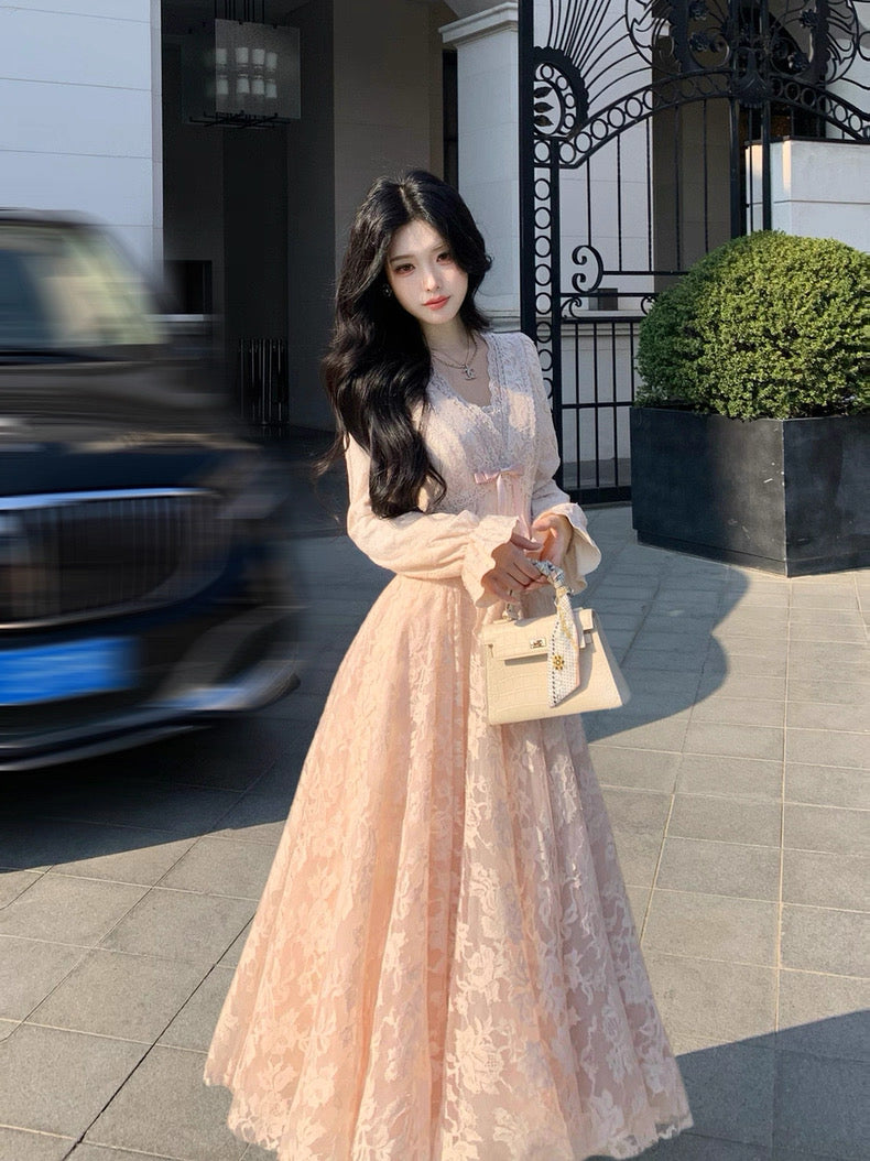 迷迭花园 蕾丝收腰千金风连衣裙  Rosemary Garden Lace Waist-Cinched Debutante-Style Dress