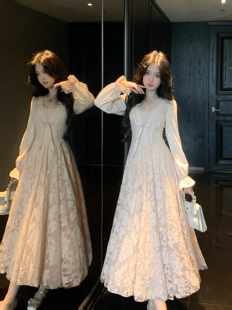迷迭花园 蕾丝收腰千金风连衣裙  Rosemary Garden Lace Waist-Cinched Debutante-Style Dress