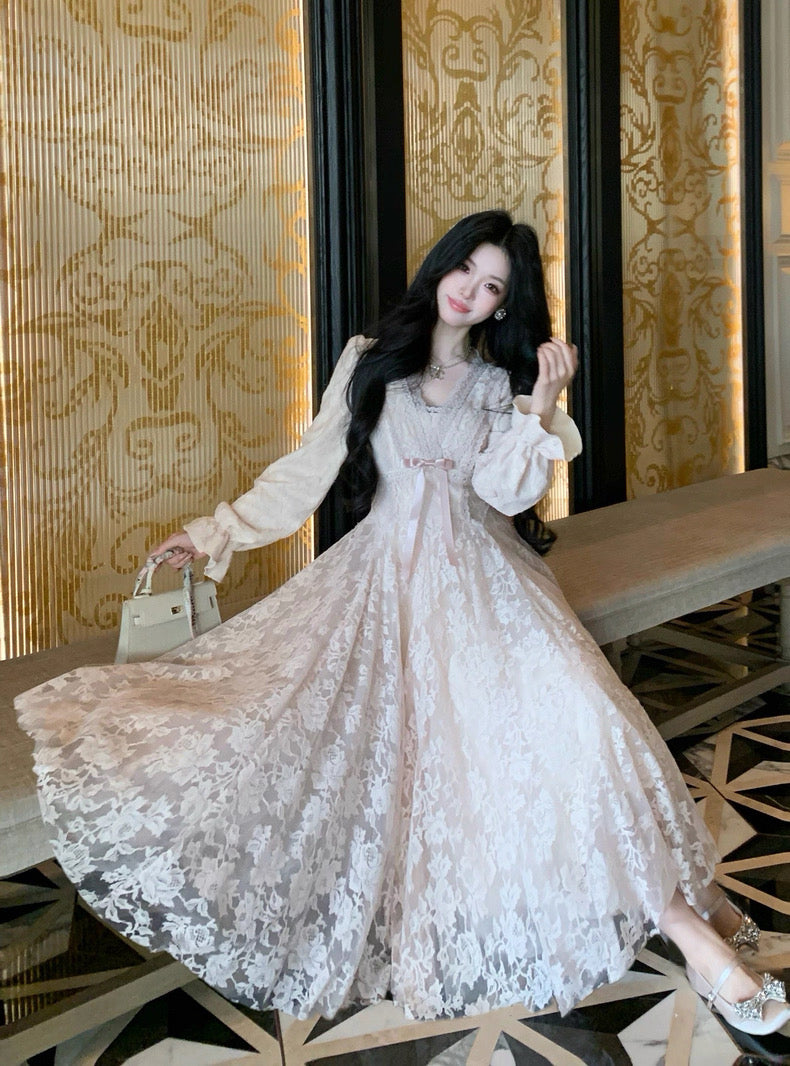 迷迭花园 蕾丝收腰千金风连衣裙  Rosemary Garden Lace Waist-Cinched Debutante-Style Dress